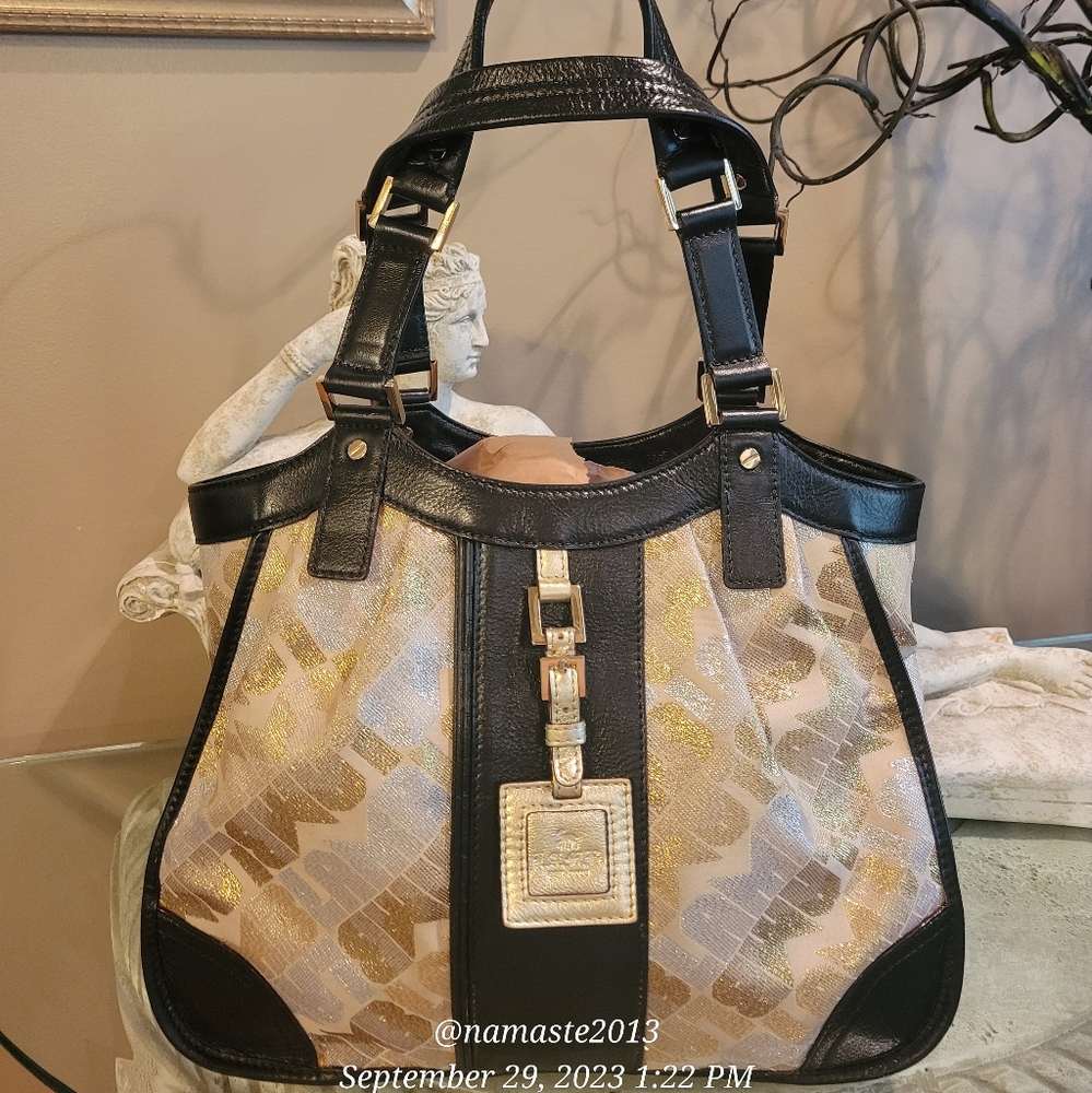 L.A.M.B. by Gwen Stefani Handbag Gold Glam Metalic Leather Designer Vintage #513